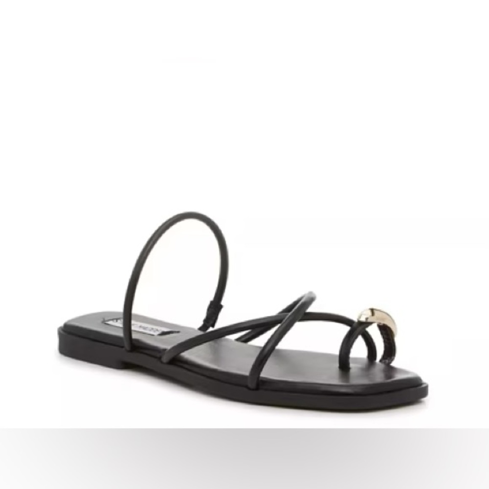 Steve Madden Black Strappy Sandals with Gold Accent